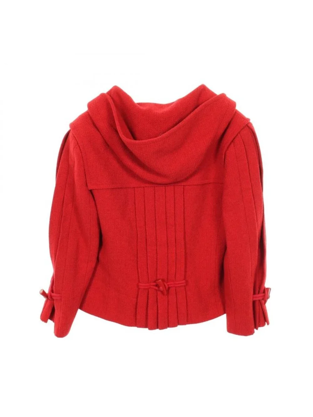 Chanel Duffle Coat Short Red Wool Hooded Jacket - Picture 2 of 7